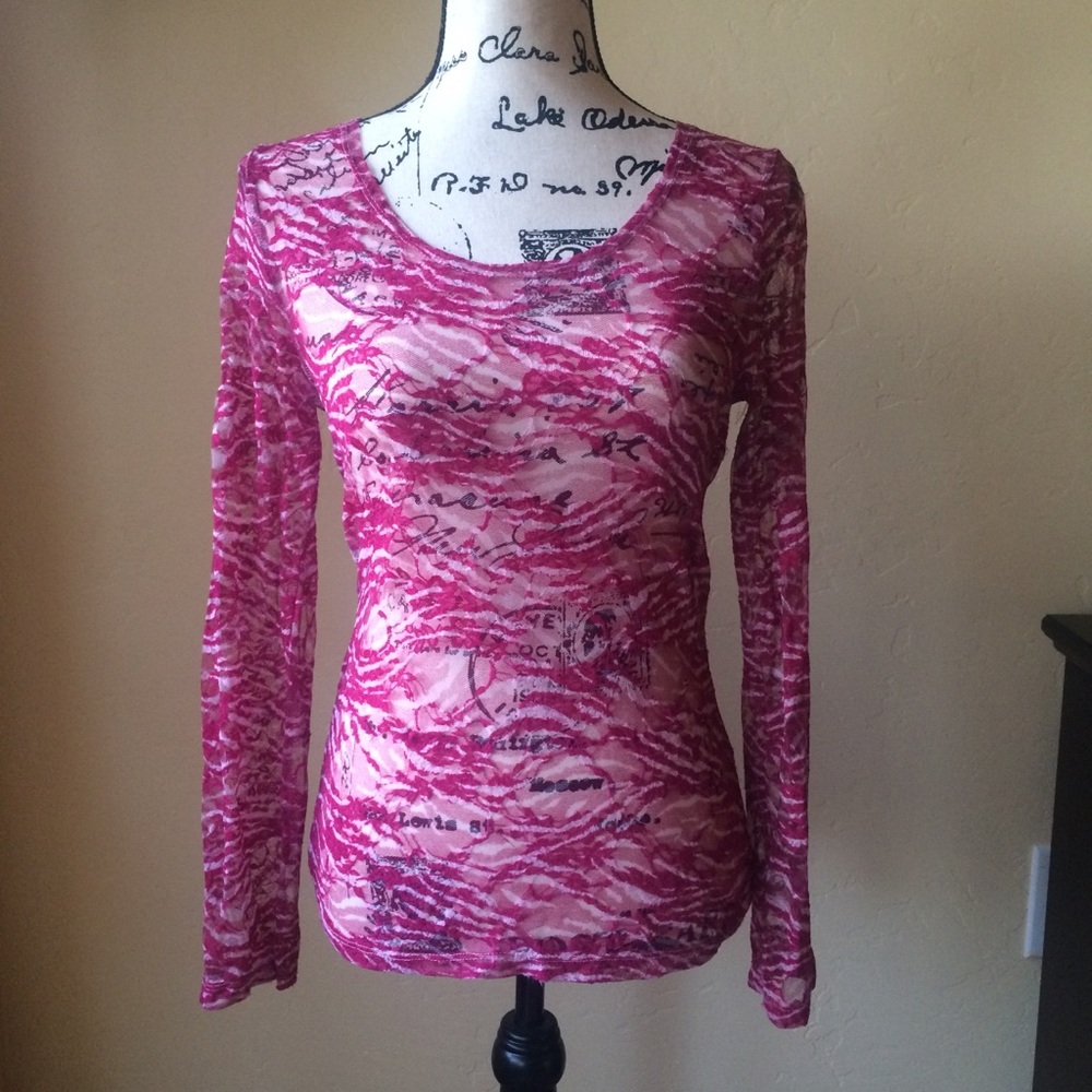 Pink Zebra Lacey Long Sleeve